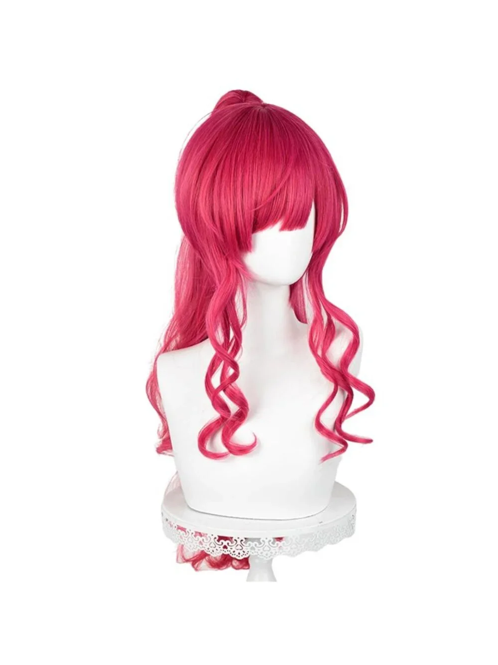 Women's 31.5 Inch Long Pink Red Wig Straight Synthetic Cosplay Halloween Costume